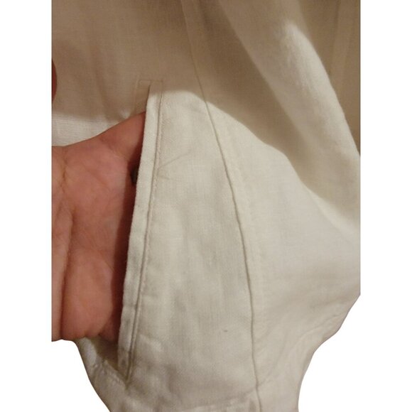Chico's Alabaster 3/4 Sleeve Front Zip Linen Modern Shirt Jacket Size 3 USA 18 - Picture 13 of 14